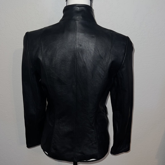 JLC New York black leather zip up jacket! - Picture 2 of 5
